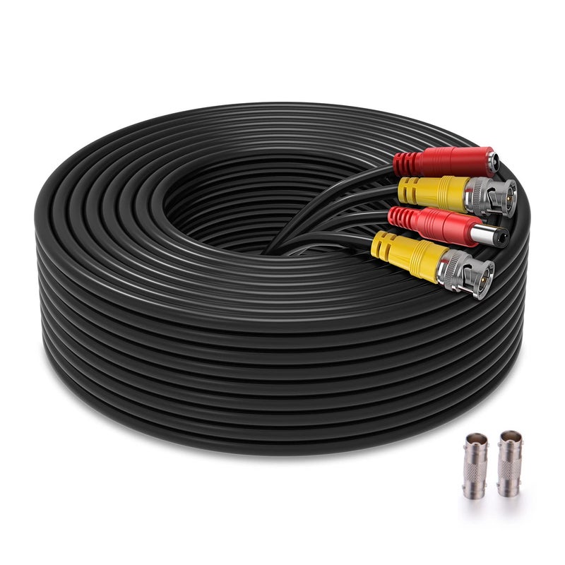 WILDHD 200ft Bnc Cable All-in-One Siamese Video and Power Security Camera Cable, Extension Wire Cord with 2 Female Connectors for All Max 5MP HD CCTV DVR Surveillance System (200ft Cable, Black) - Image 1